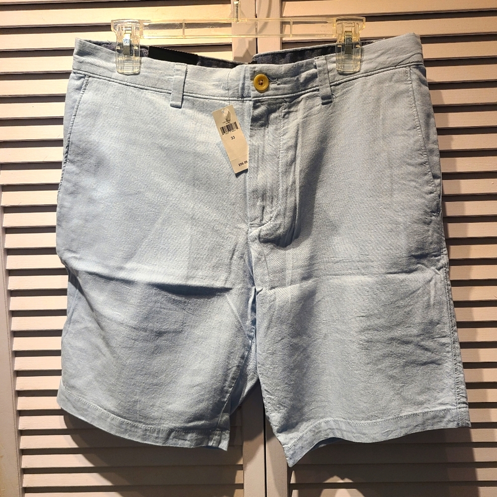 Banana Republic Mens Linen Blend Shorts. Size 33 Color Light Blue.  Lightweight - Picture 3 of 9